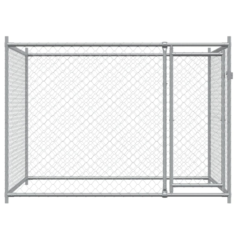 Dog Cage with Door Grey 2x2x1.5 m Galvanised Steel