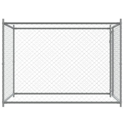 Dog Cage with Door Grey 2x2x1.5 m Galvanised Steel