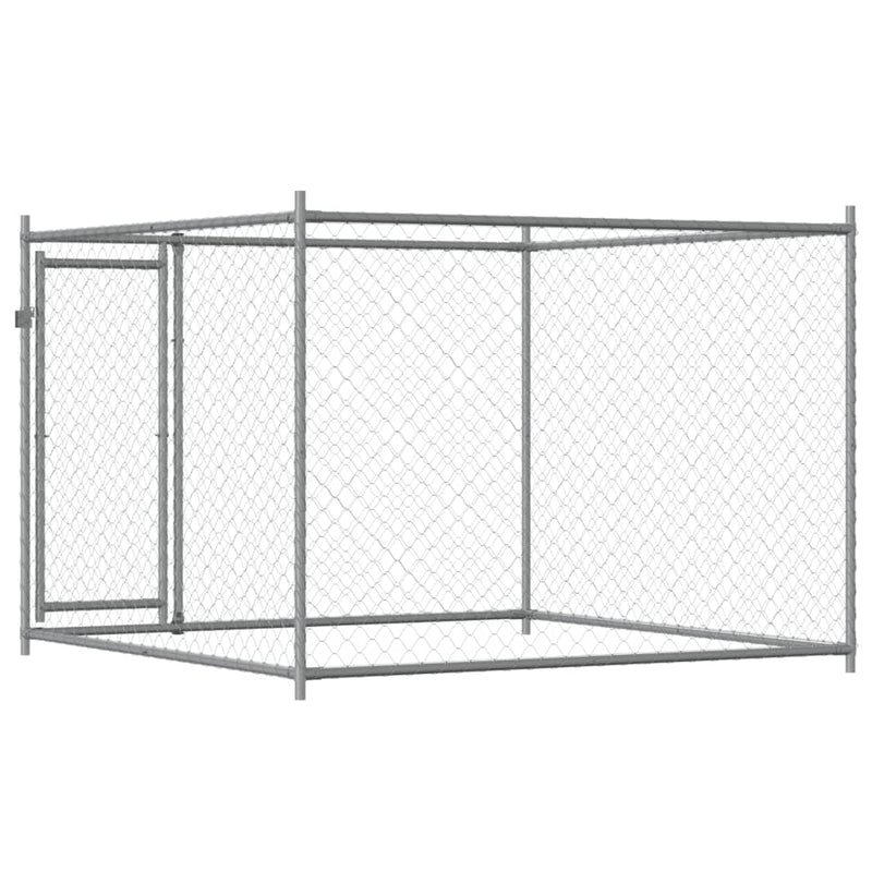 Dog Cage with Door Grey 2x2x1.5 m Galvanised Steel