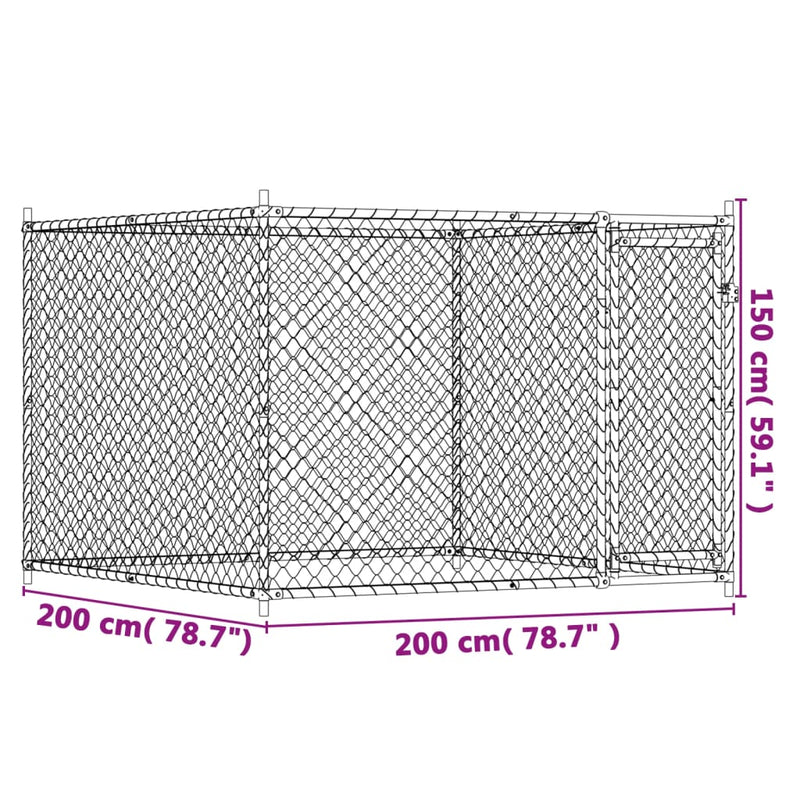 Dog Cage with Door Grey 2x2x1.5 m Galvanised Steel