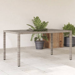 Garden Table with Top Poly Rattan Glass Grey 150 x 90 x 75 cm