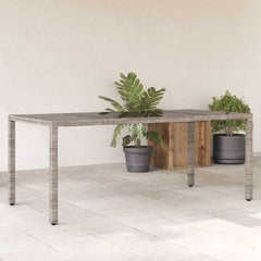Garden Table with Top Poly Rattan Glass Grey 190 x 90 x 75 cm