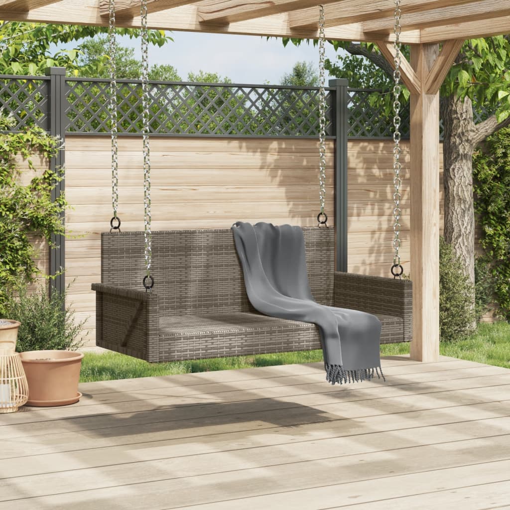 vidaXL Swing Bench Grey 119x56x48 cm Poly Rattan 3