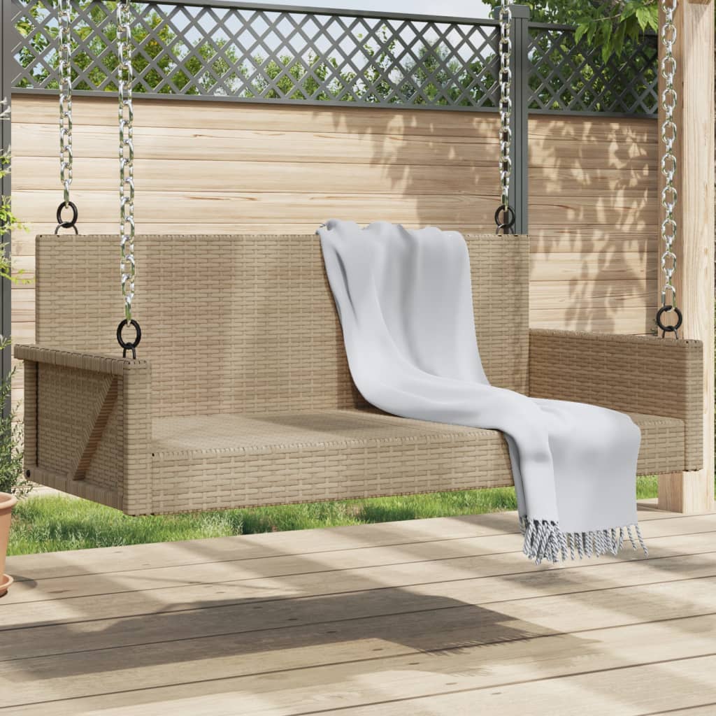 vidaXL Swing Bench Beige 119x56x48 cm Poly Rattan 1