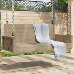vidaXL Swing Bench Beige 119x56x48 cm Poly Rattan 1