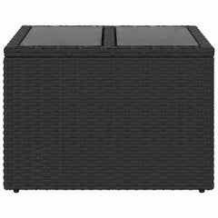 vidaXL Garden Table with Glass Top Black 55x55x37 cm Poly Rattan 4