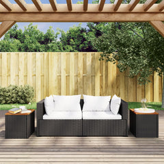 vidaXL Garden Side Tables 2pcs Black 55x34x37cm Poly Rattan Solid Wood 3