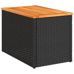 vidaXL Garden Side Tables 2pcs Black 55x34x37cm Poly Rattan Solid Wood 5