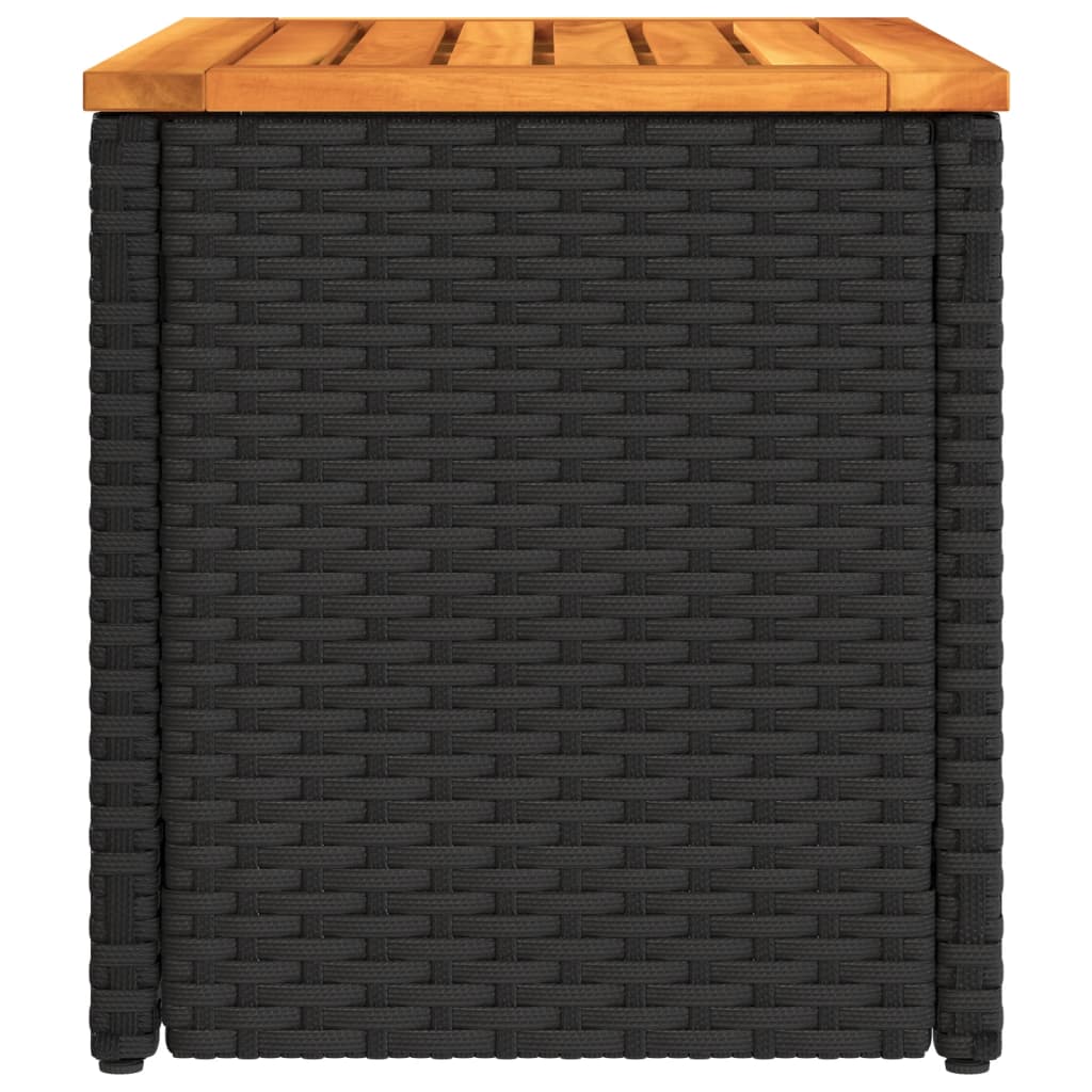 vidaXL Garden Side Tables 2pcs Black 55x34x37cm Poly Rattan Solid Wood 6