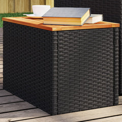 vidaXL Garden Side Tables 2pcs Black 55x34x37cm Poly Rattan Solid Wood 1