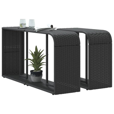 Storage Shelves 2 pcs Black Poly Rattan