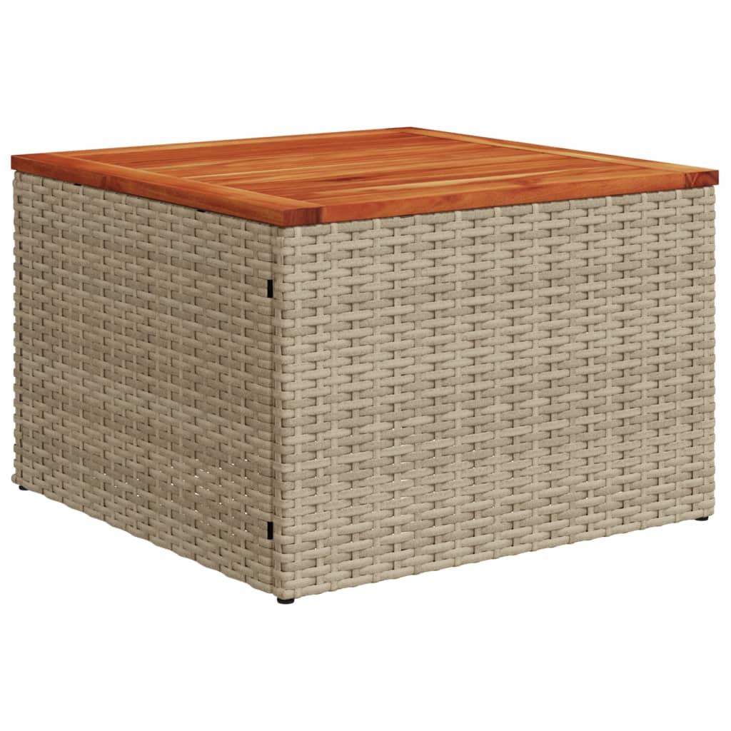 vidaXL Garden Table Beige 55x55x37 cm Poly Rattan and Acacia Wood 2