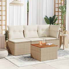 vidaXL Garden Table Beige 55x55x37 cm Poly Rattan and Acacia Wood 3