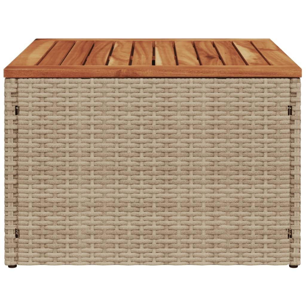 vidaXL Garden Table Beige 55x55x37 cm Poly Rattan and Acacia Wood 4