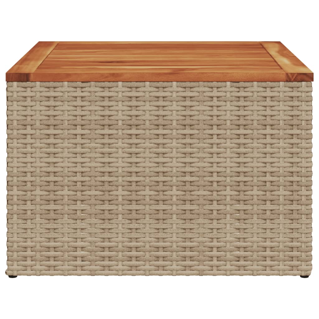 vidaXL Garden Table Beige 55x55x37 cm Poly Rattan and Acacia Wood 5