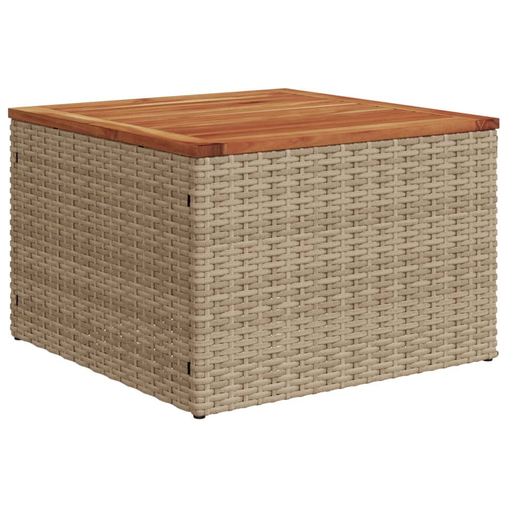 vidaXL Garden Table Beige 55x55x37 cm Poly Rattan and Acacia Wood 6