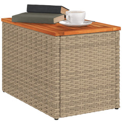 vidaXL Garden Side Tables 2pcs Beige 55x34x37cm Poly Rattan Solid Wood 4