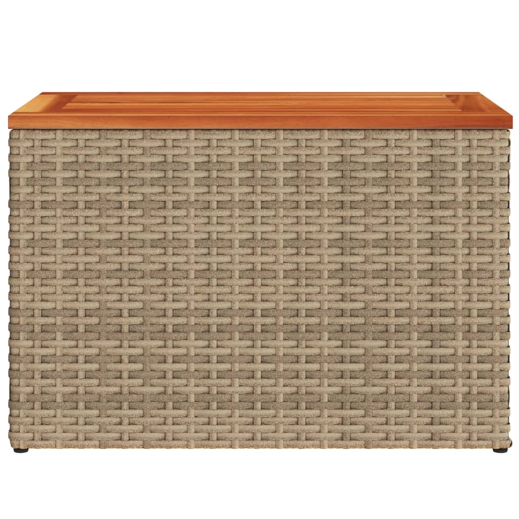 vidaXL Garden Side Tables 2pcs Beige 55x34x37cm Poly Rattan Solid Wood 6