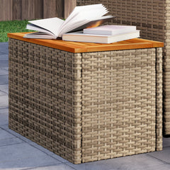 vidaXL Garden Side Tables 2pcs Beige 55x34x37cm Poly Rattan Solid Wood 1