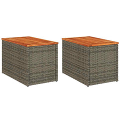 vidaXL Garden Side Tables 2pcs Grey 55x34x37cm Poly Rattan Solid Wood 2