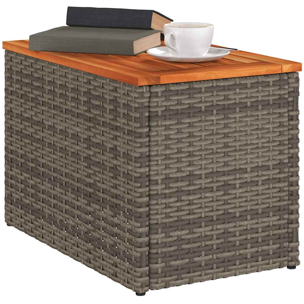 vidaXL Garden Side Tables 2pcs Grey 55x34x37cm Poly Rattan Solid Wood 4