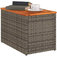 vidaXL Garden Side Tables 2pcs Grey 55x34x37cm Poly Rattan Solid Wood 4