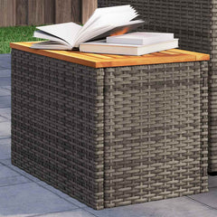 vidaXL Garden Side Tables 2pcs Grey 55x34x37cm Poly Rattan Solid Wood 1