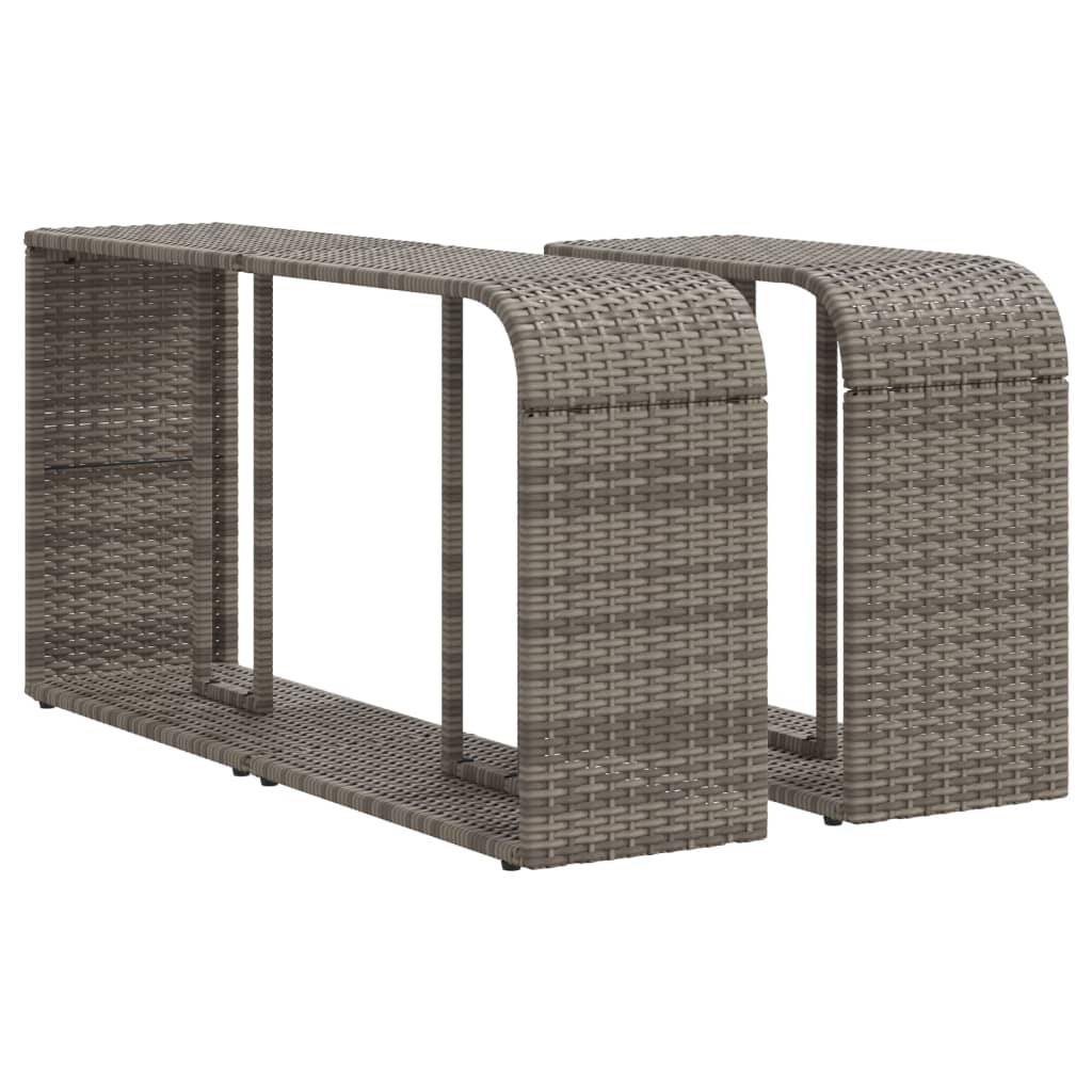 vidaXL Storage Shelves 2 pcs Grey Poly Rattan 2