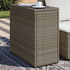 vidaXL Garden Side Table with Glass Top Grey 58x27.5x55 cm Poly Rattan 1