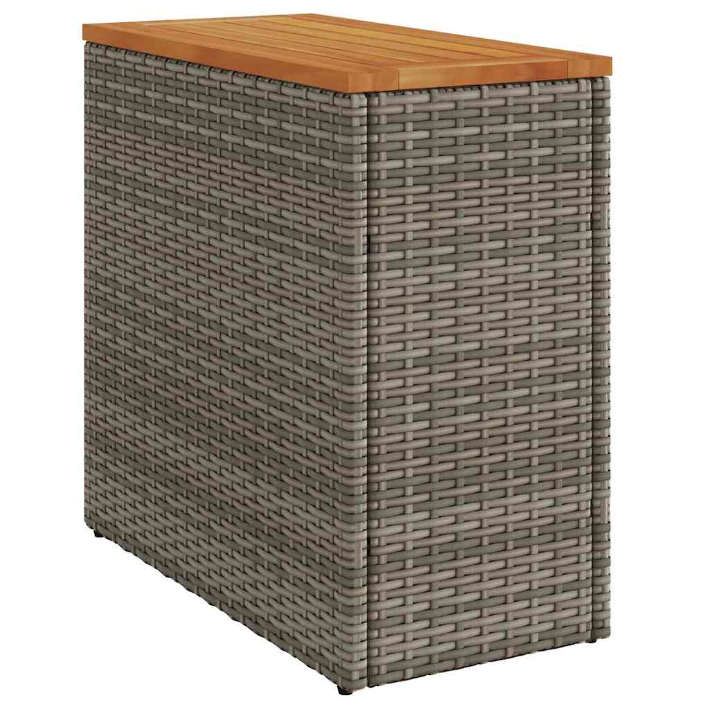 vidaXL Garden Side Table with Wooden Top Grey 58x27.5x55 cm Poly Rattan 2