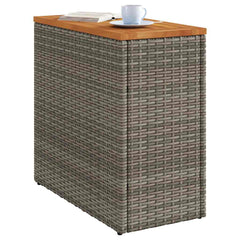 vidaXL Garden Side Table with Wooden Top Grey 58x27.5x55 cm Poly Rattan 4