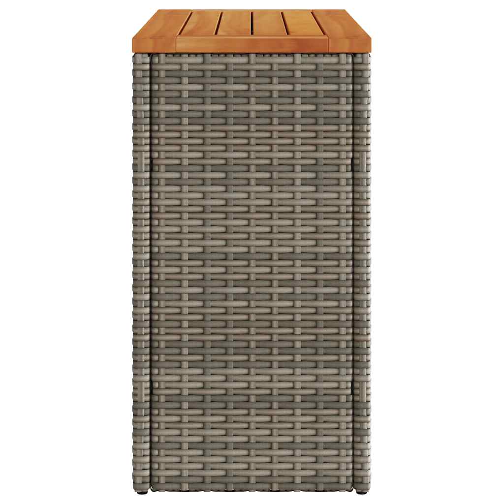 vidaXL Garden Side Table with Wooden Top Grey 58x27.5x55 cm Poly Rattan 6