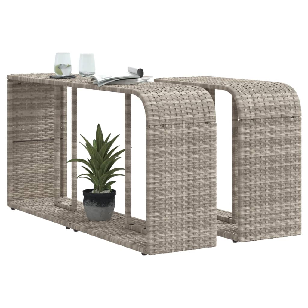vidaXL Storage Shelves 2 pcs Light Grey Poly Rattan 4