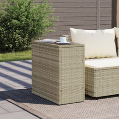 vidaXL Garden Side Table with Glass Top Light Grey 58x27.5x55 cm Poly Rattan 3