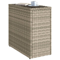 vidaXL Garden Side Table with Glass Top Light Grey 58x27.5x55 cm Poly Rattan 4