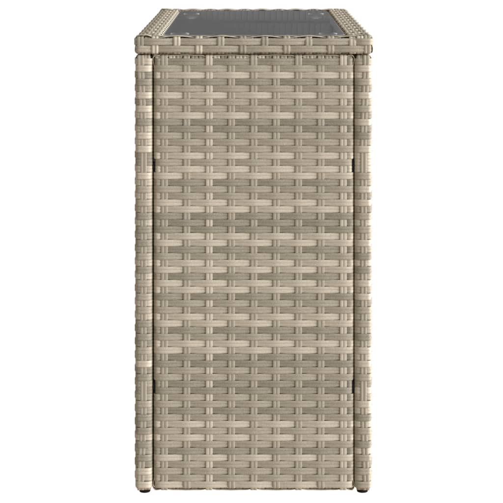vidaXL Garden Side Table with Glass Top Light Grey 58x27.5x55 cm Poly Rattan 5