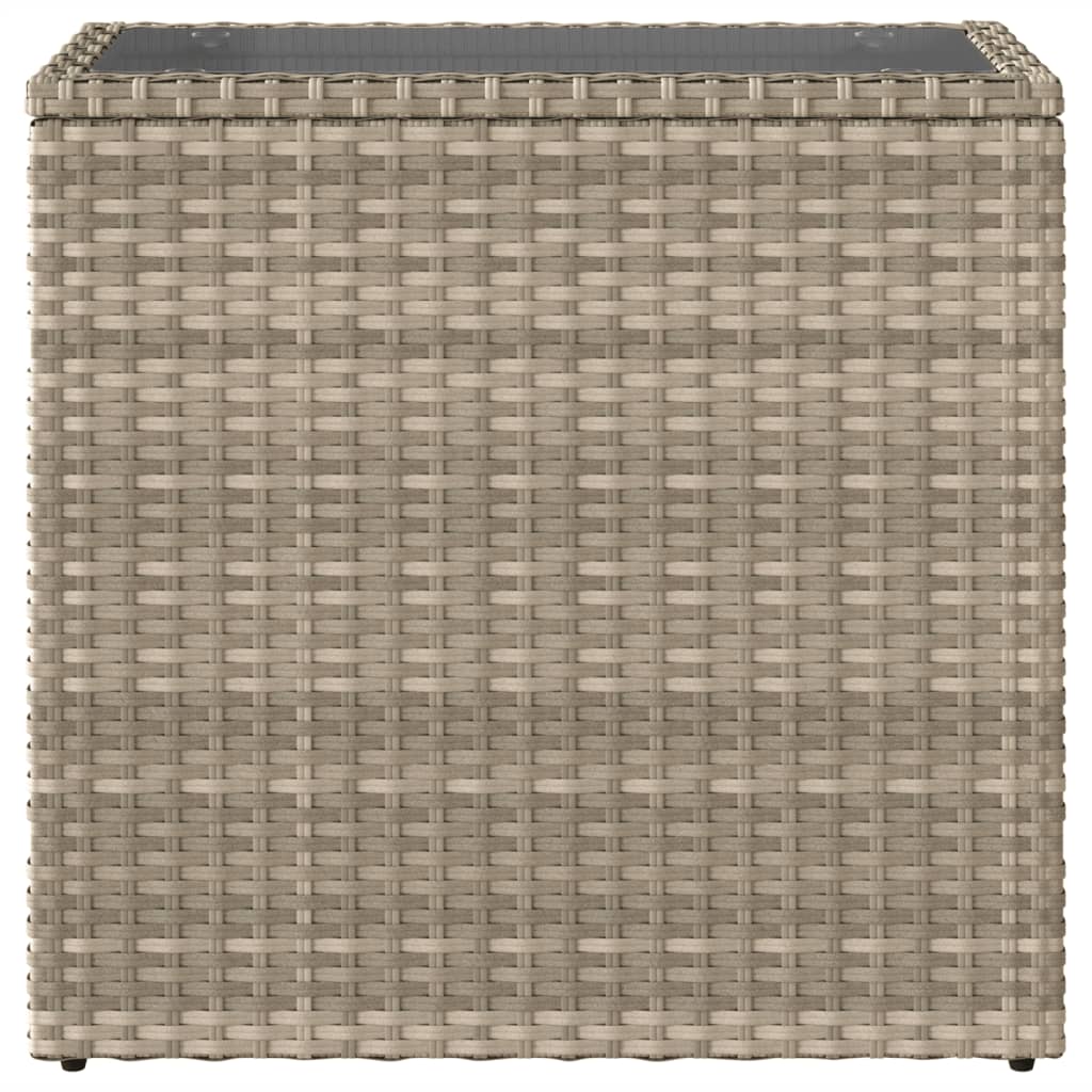 vidaXL Garden Side Table with Glass Top Light Grey 58x27.5x55 cm Poly Rattan 6