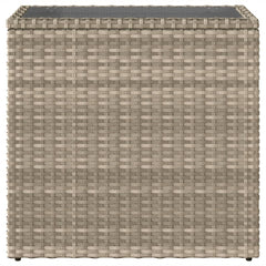 vidaXL Garden Side Table with Glass Top Light Grey 58x27.5x55 cm Poly Rattan 6