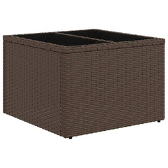 vidaXL Garden Table with Glass Top Brown 55x55x37 cm Poly Rattan 2