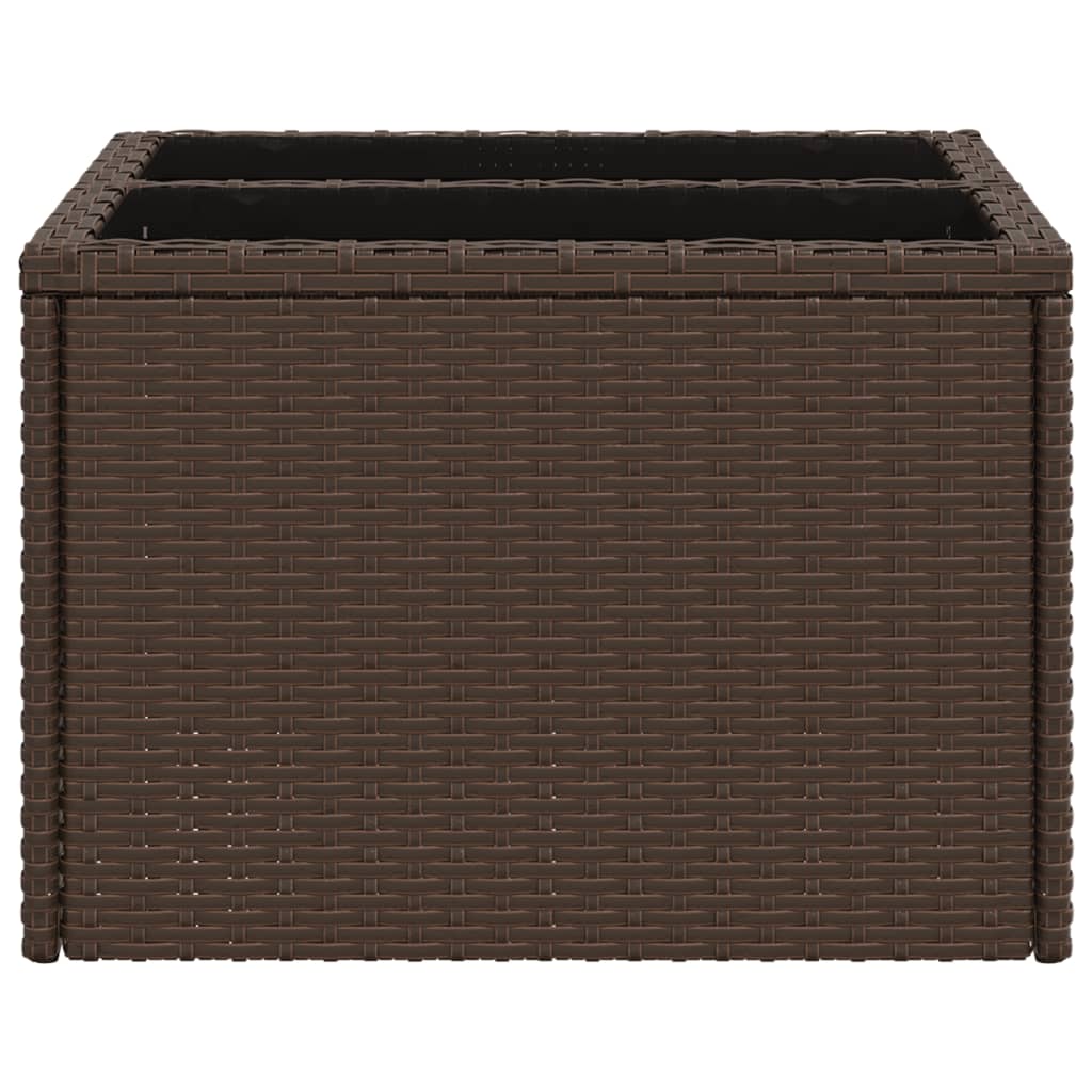 vidaXL Garden Table with Glass Top Brown 55x55x37 cm Poly Rattan 5