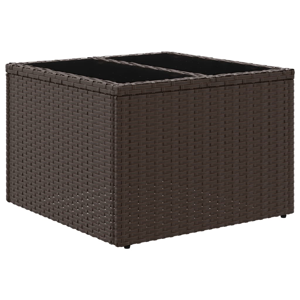 vidaXL Garden Table with Glass Top Brown 55x55x37 cm Poly Rattan 6