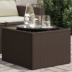 vidaXL Garden Table with Glass Top Brown 55x55x37 cm Poly Rattan 1
