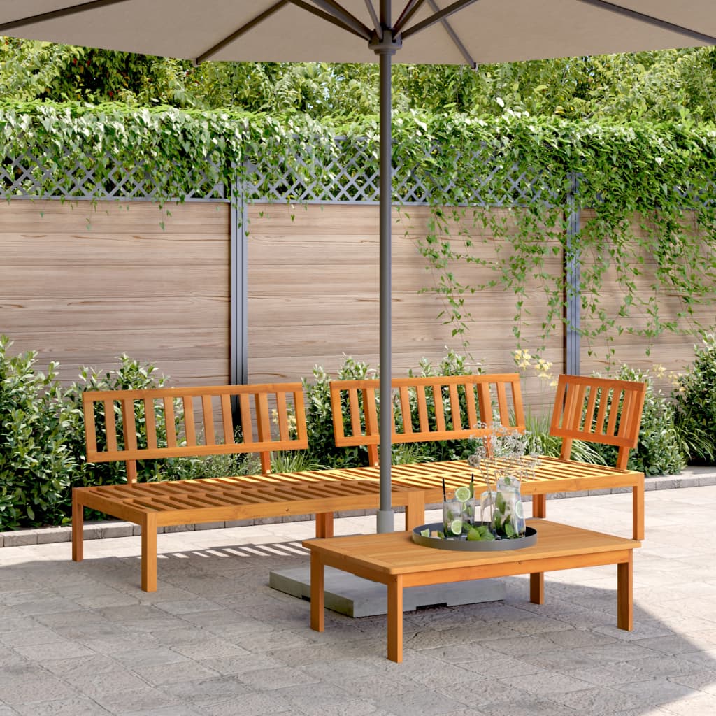 5 Piece Garden Pallet Sofa Set Solid Wood Acacia Natural corner + middle + table