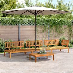 5 Piece Garden Pallet Sofa Set Solid Wood Acacia Natural corner + 2x middle + table