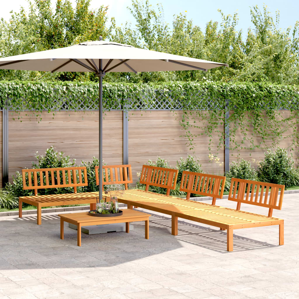 5 Piece Garden Pallet Sofa Set Solid Wood Acacia Natural 3x middle + corner + table