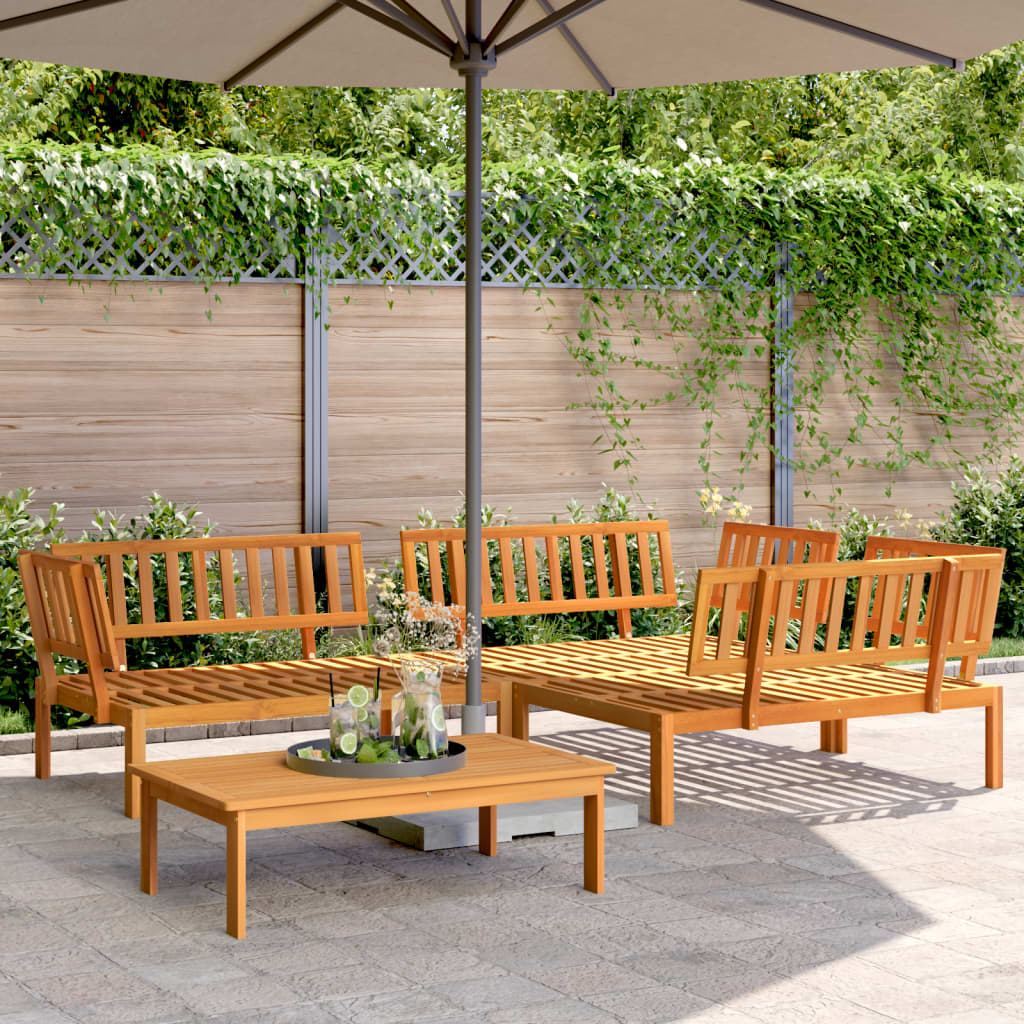 5 Piece Garden Pallet Sofa Set Solid Wood Acacia Natural 3x corner + table