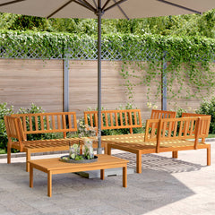 5 Piece Garden Pallet Sofa Set Solid Wood Acacia Natural 3x corner + table