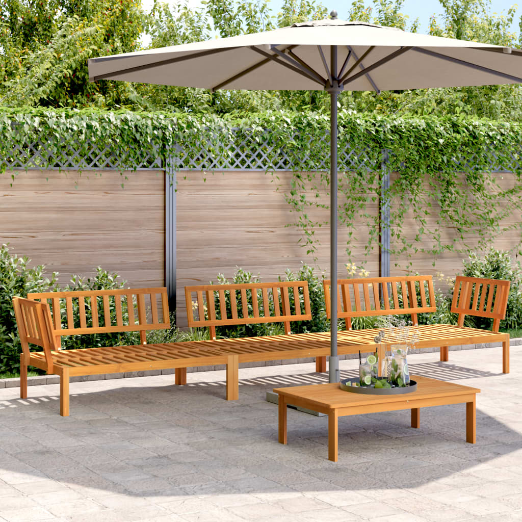 5 Piece Garden Pallet Sofa Set Solid Wood Acacia Natural 2x corner + middle + table