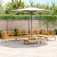 5 Piece Garden Pallet Sofa Set Solid Wood Acacia Natural 2x middle + 2x corner + table