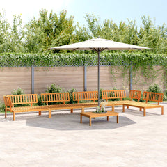 5 Piece Garden Pallet Sofa Set Solid Wood Acacia Natural 2x corner + 3x middle + table